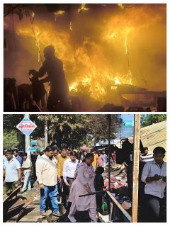 आग ने निगला दो दर्जन से अधिक परिवार का निवाला, कारोबार जलकर राख।