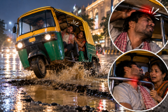 गड्ढे में उछला ऑटो,मजदूर की चली गई आवाज