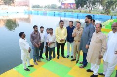 दुर्गा उत्सव महासमिति के पदाधिकारियों ने किया प्रतिमा विसर्जन कुंड का निरीक्षण